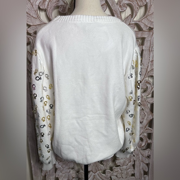 NWT Queen of Sparkles Bridal Queen White Crewneck Sweater Sz XL - Picture 10 of 10